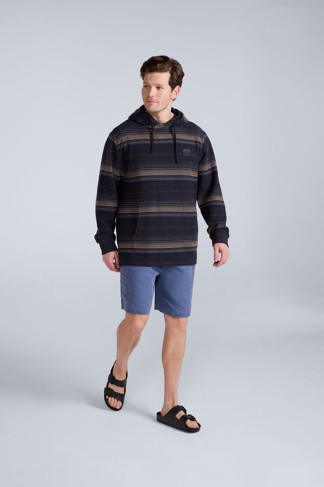 Animal Animal Men's 'Loyal' Kangaroo Pocket Elastic Cuffs & Hem Snug Fit Beach Hoodie in Charcoal - 2