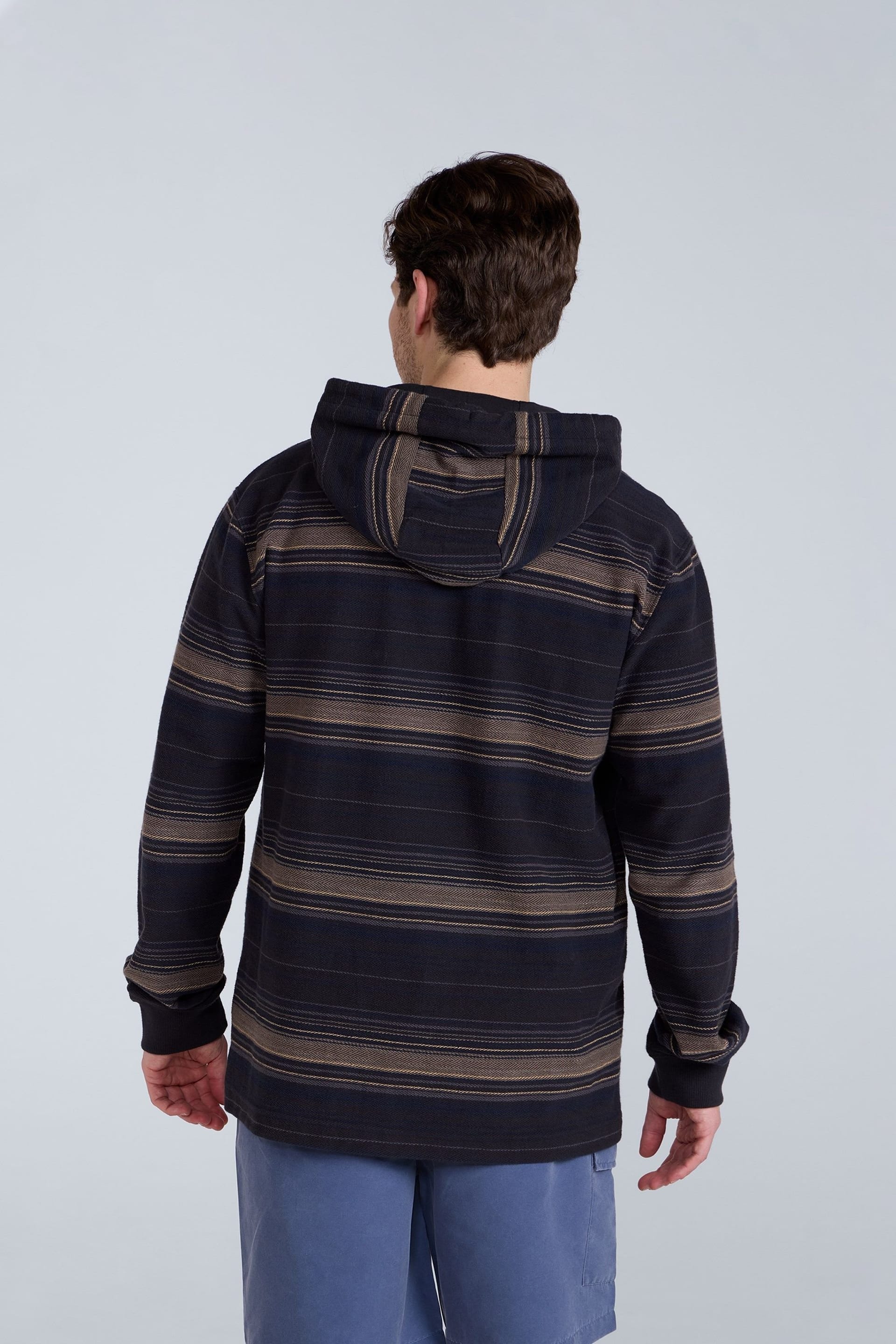 Animal Animal Men's 'Loyal' Kangaroo Pocket Elastic Cuffs & Hem Snug Fit Beach Hoodie in Charcoal - 4