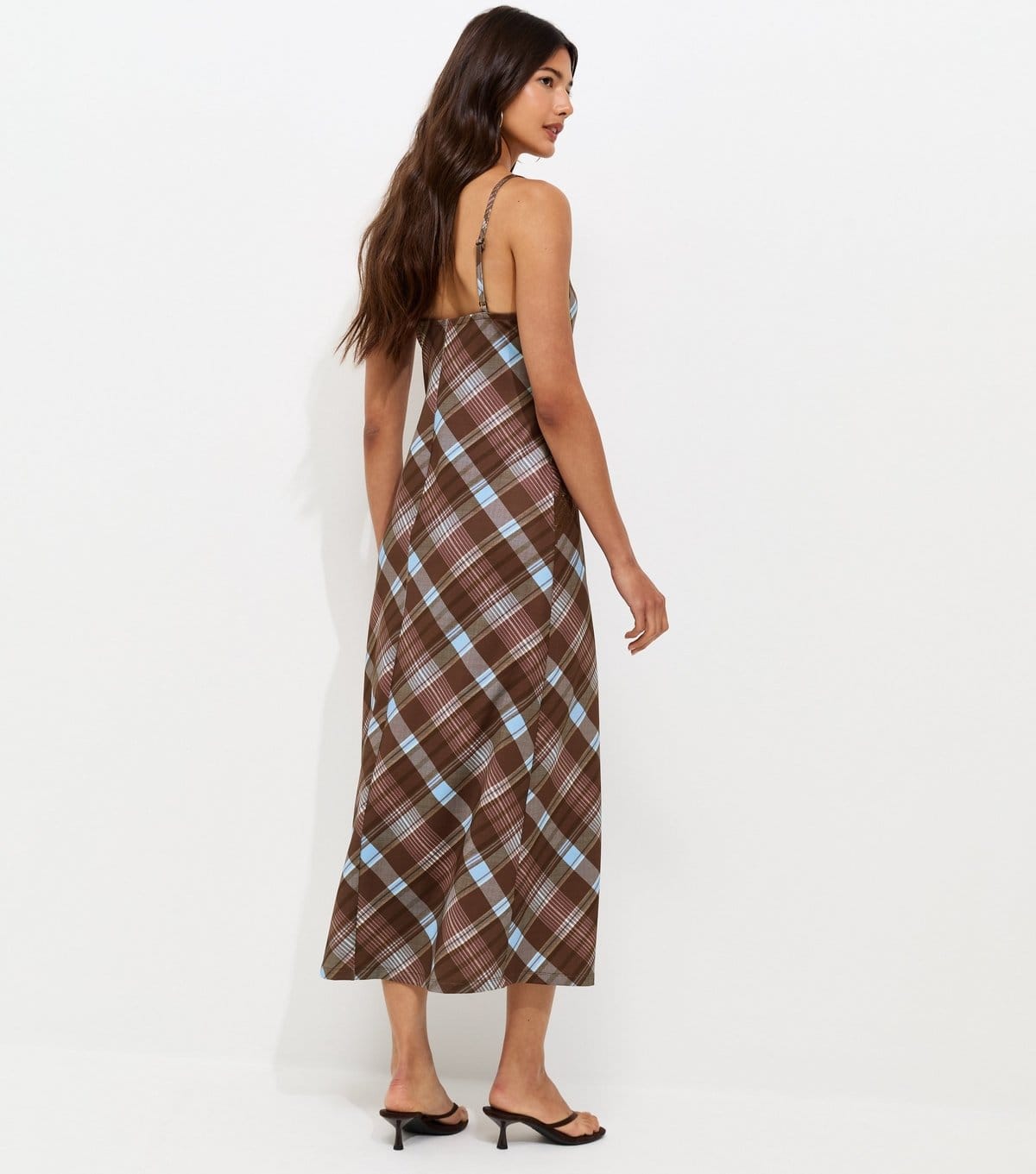 New Look Women's Brown Check Lace Trim Strappy Mini Dress New Look - 4
