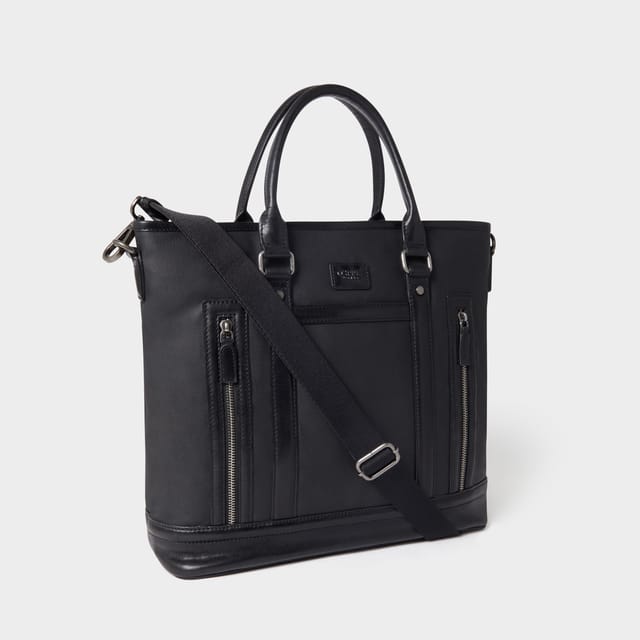 OSPREY LONDON OSPREY LONDON Men's The Frontline Large Waxed Canvas & Leather Workbag in Black - 3