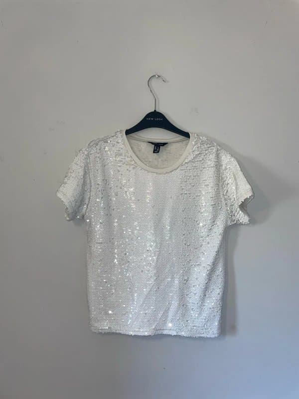 New Look White sequin embellished top. New look size 8. Excellent condition