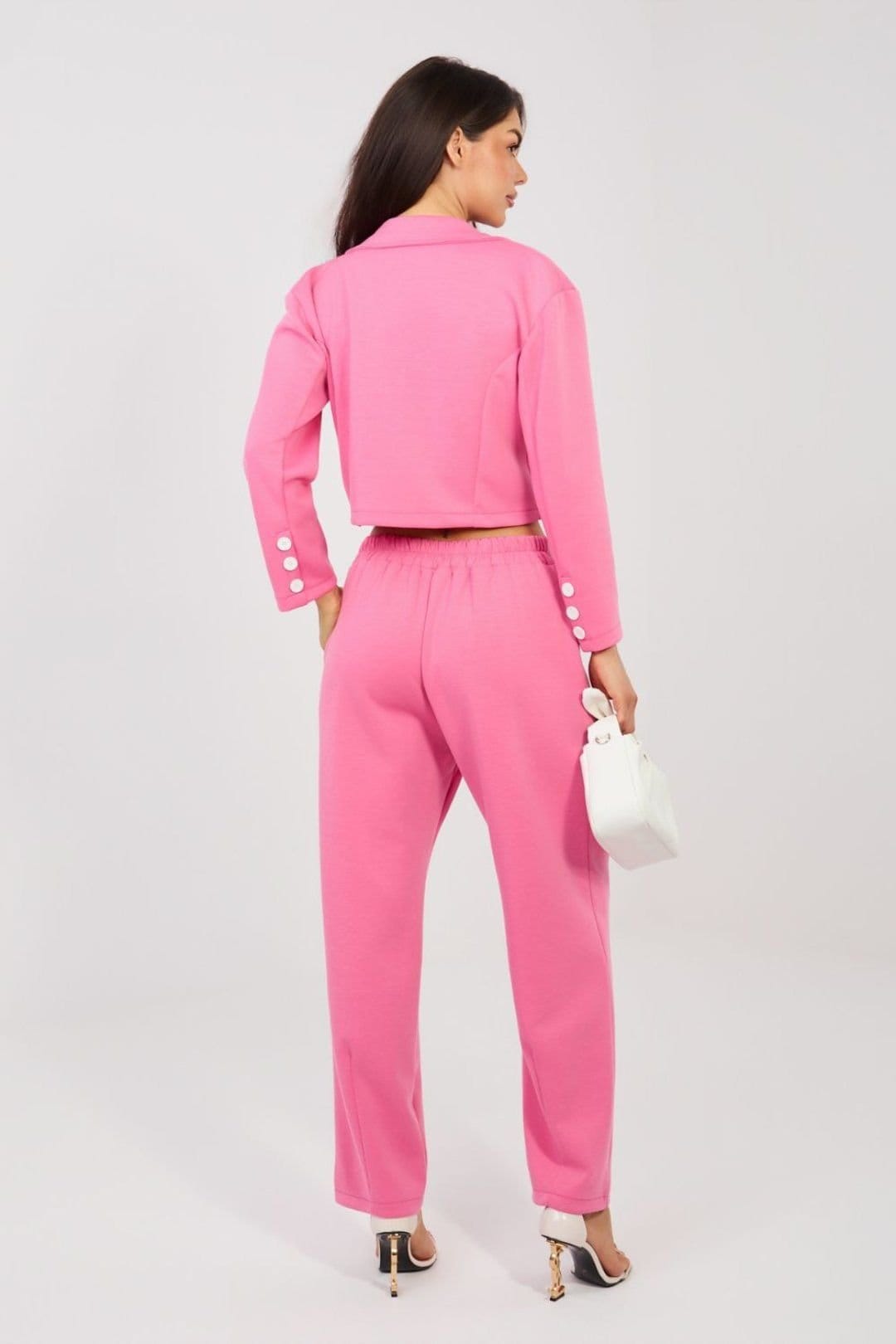 Love Lace Love Lace Women's Elegant Short Blazer & Tapered Trouser Set in Pink - 4