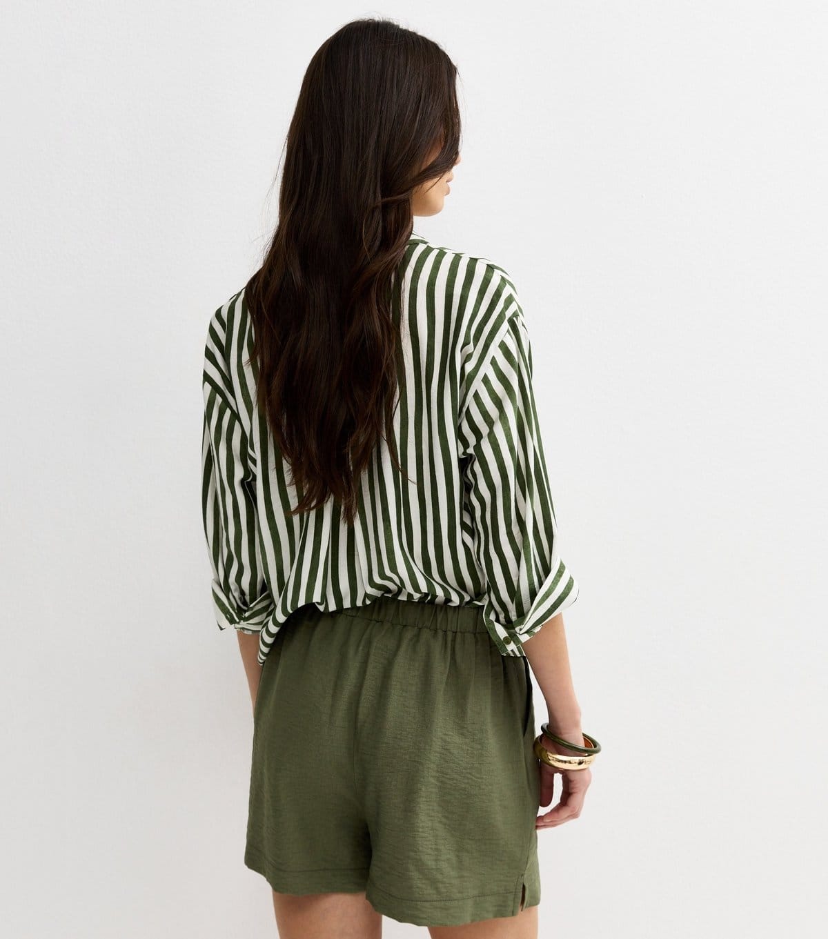 New Look Women's Dark Khaki Crinkle Texture Drawstring Shorts New Look - 4