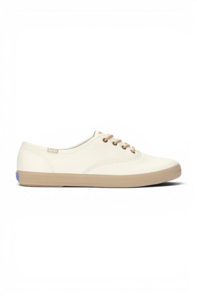 keds Keds Women's Champion Luxe Leather Round Laces Lace-Up in Nude - 2