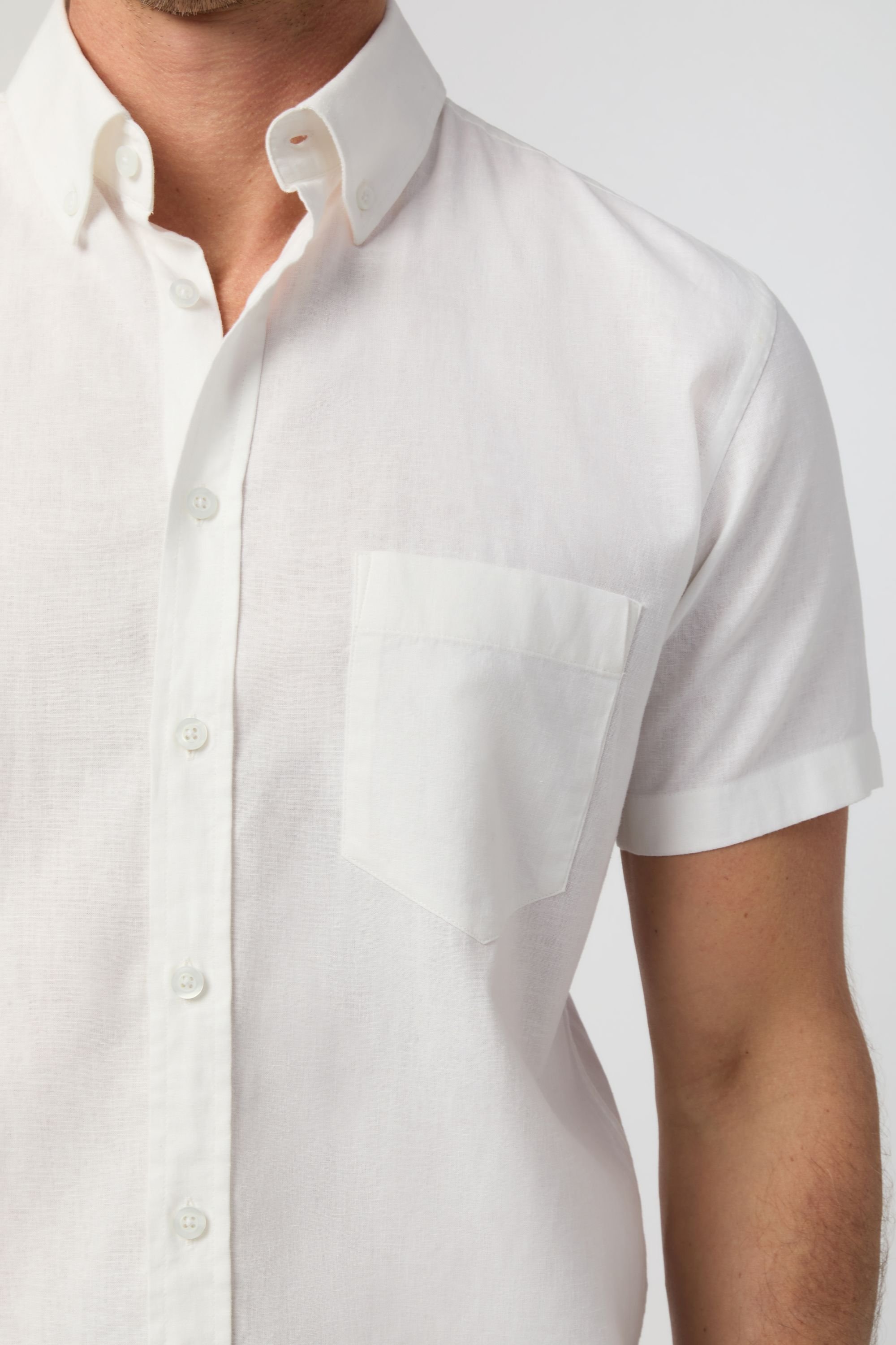Melka Melka Men's Short Sleeve Linen Shirt in White - 3