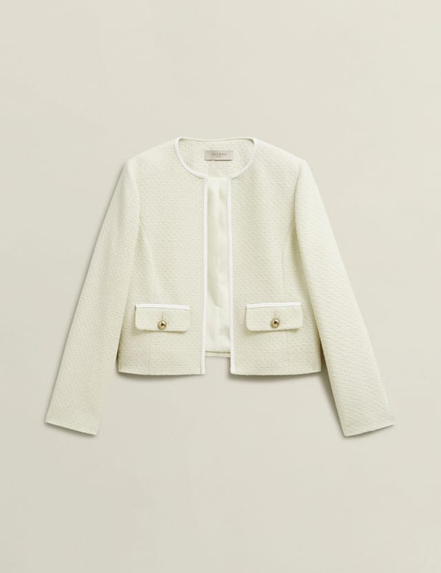 Hobbs London Hobbs London Women's Hattie Cropped Cotton Blend Tweed Jacket in Off-White - 2