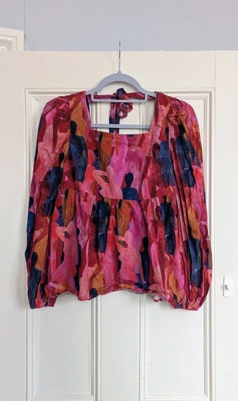 Never Fully Dressed Never Fully Dressed Abstract Silhouette Tie-Back 100 % cotton Top Size 8UK - 1