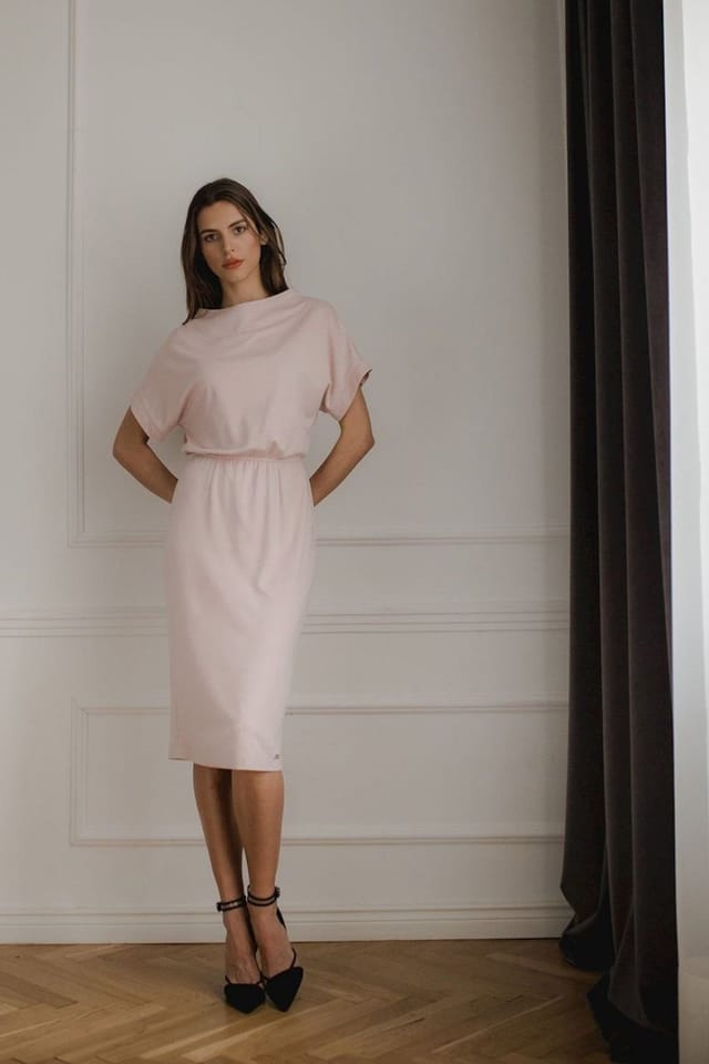 Love Lace Love Lace Women's Pink Midi Dress with Elastic Waist - 2