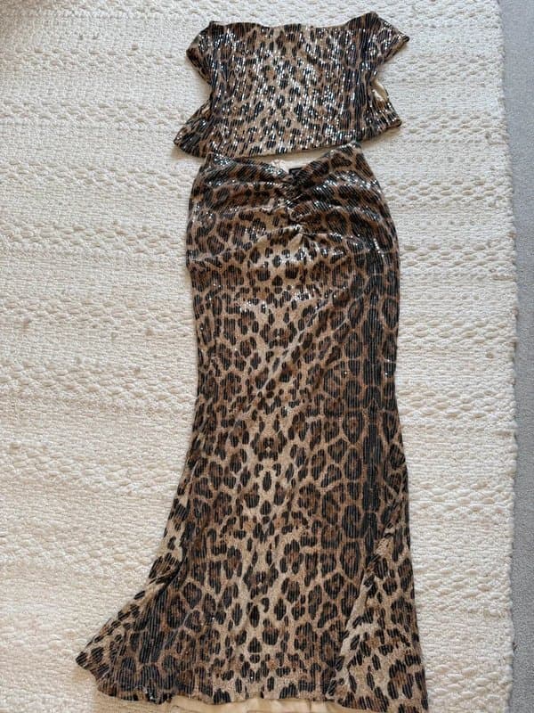 PrettyLittleThing Leopard print sparkly two piece
