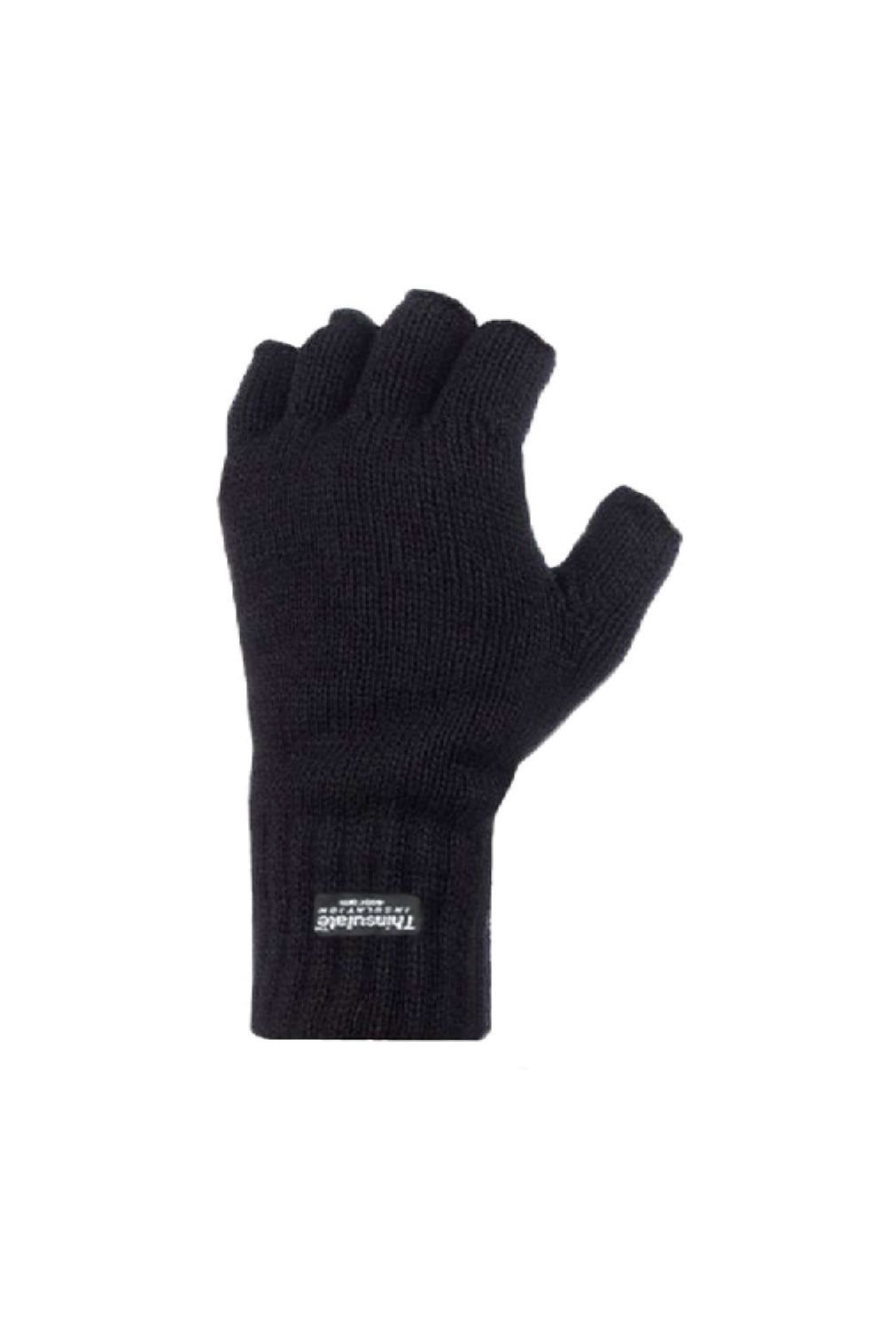Thinsulate Thinsulate Men's 3M Thermal Insulated Black Fingerless Gloves - 2