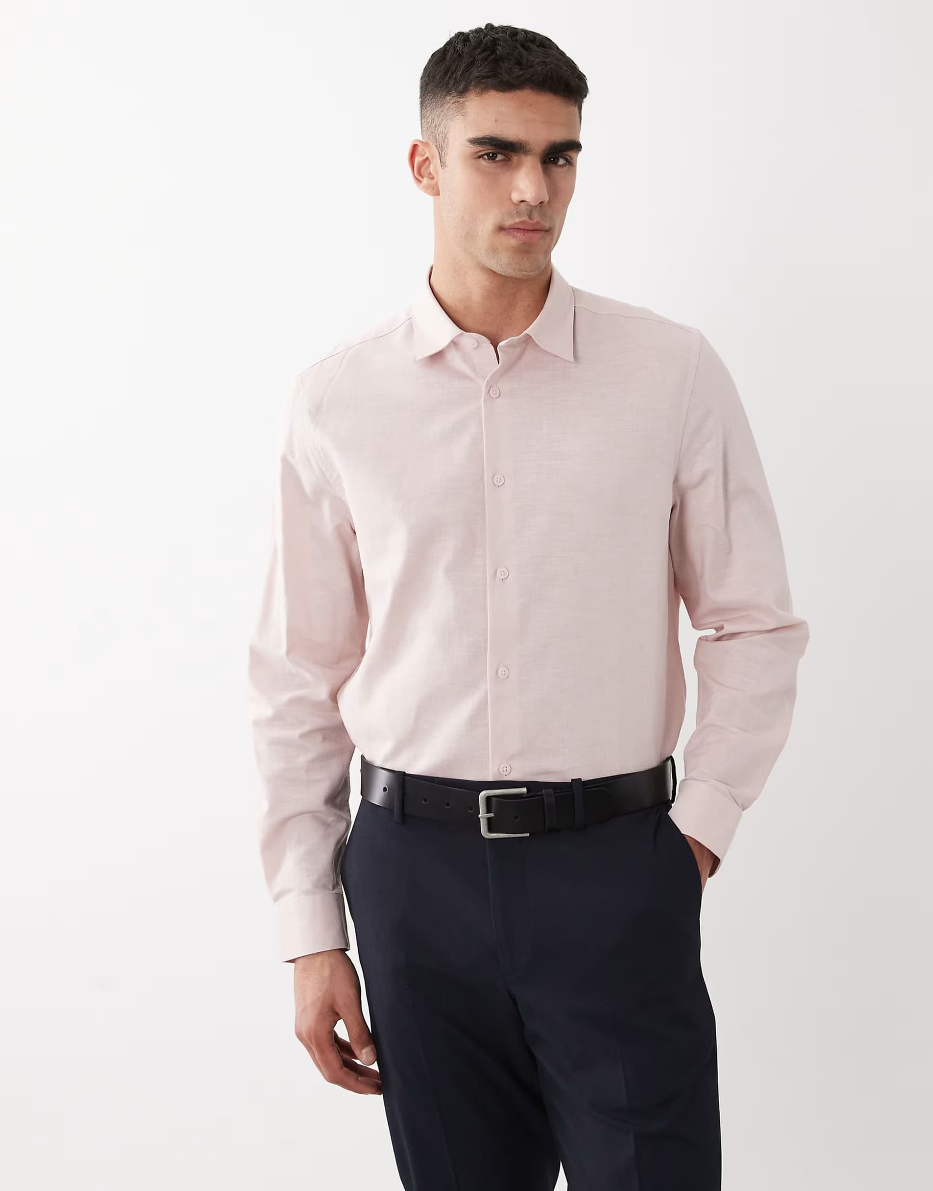ASOS ASOS Pink Linen Blend Shirt for Men