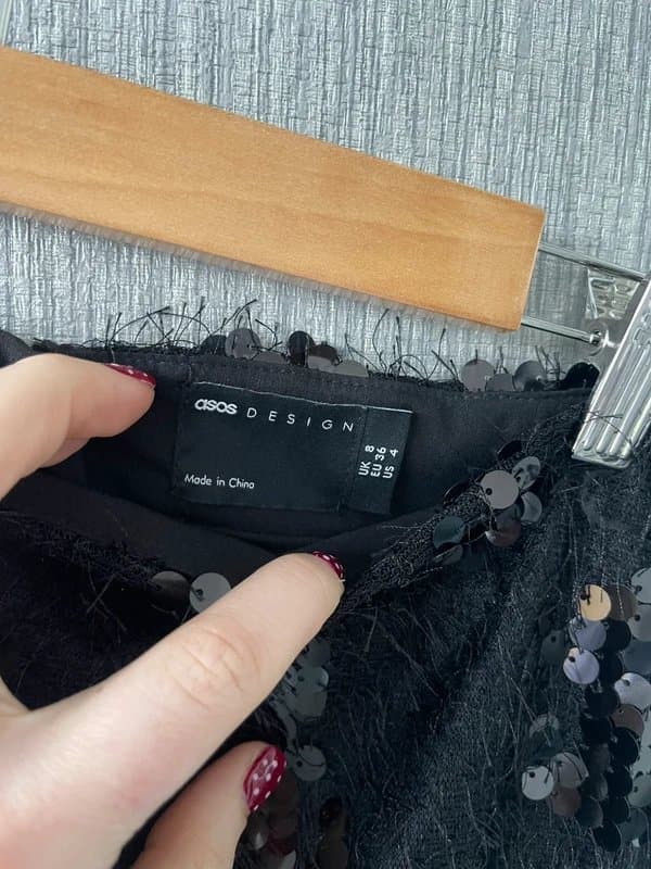 ASOS ASOS black sequin embellished textured mini skirt