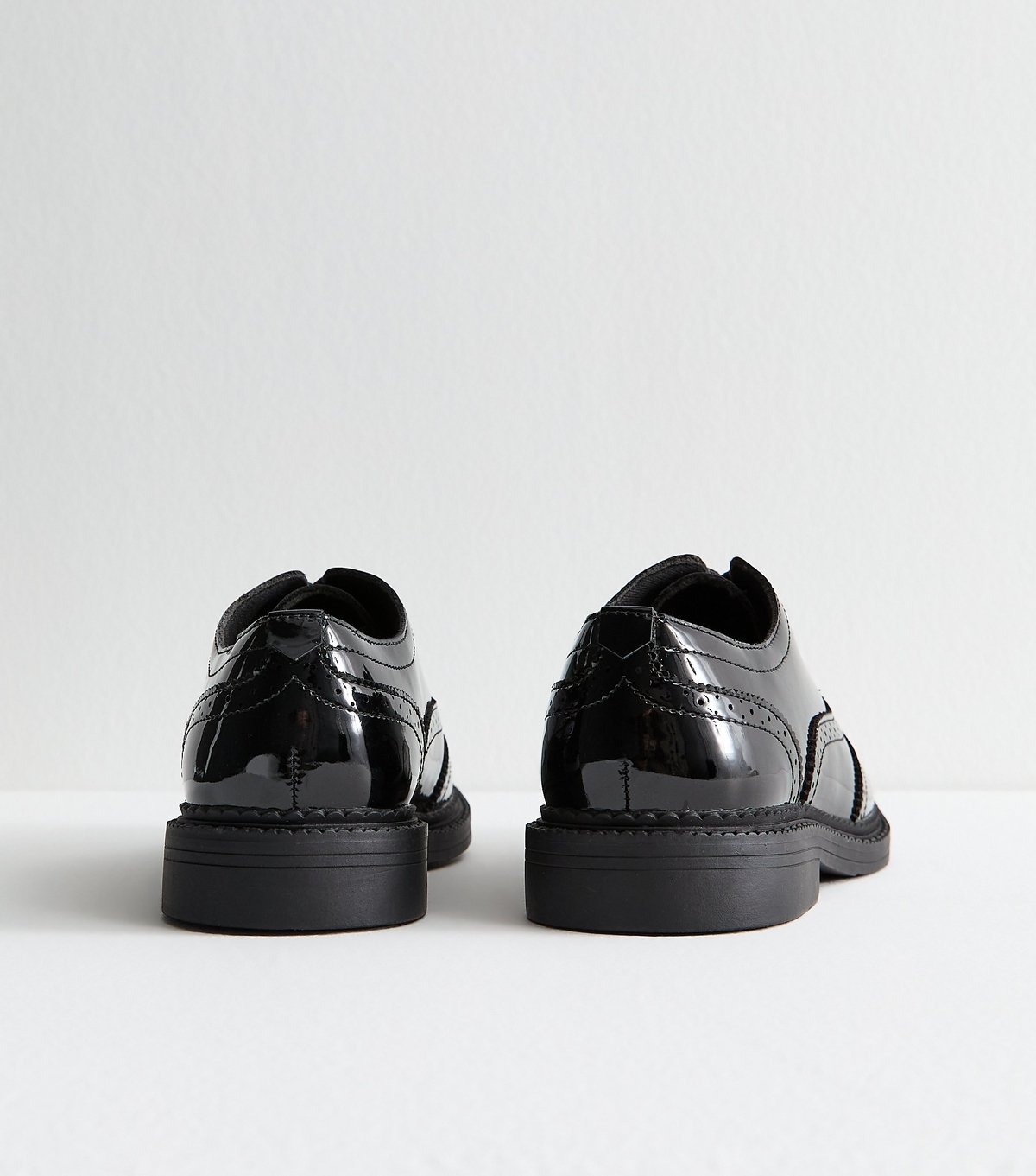 New Look Women's Black Faux Leather Patent-Look Brogues Vegan New Look - 4