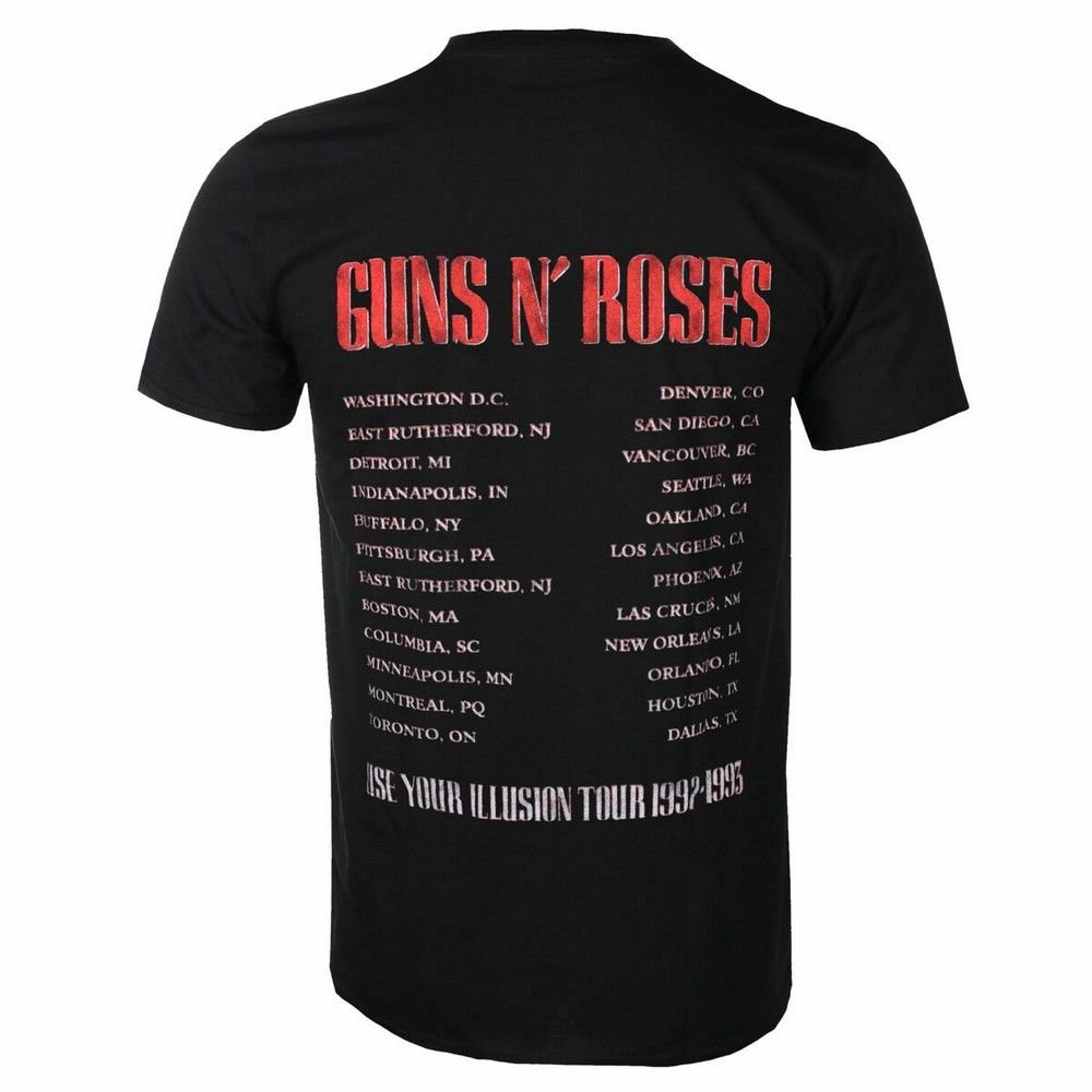 Guns N Roses Guns N Roses Men's Illusion Tour Back Print T-Shirt in Black - 2