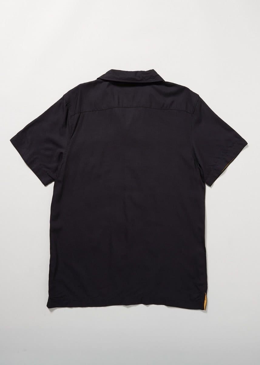 Chet Rock Chet Rock Men's Crossley Bowling Shirt Black Yellow Stripe Detail - 4