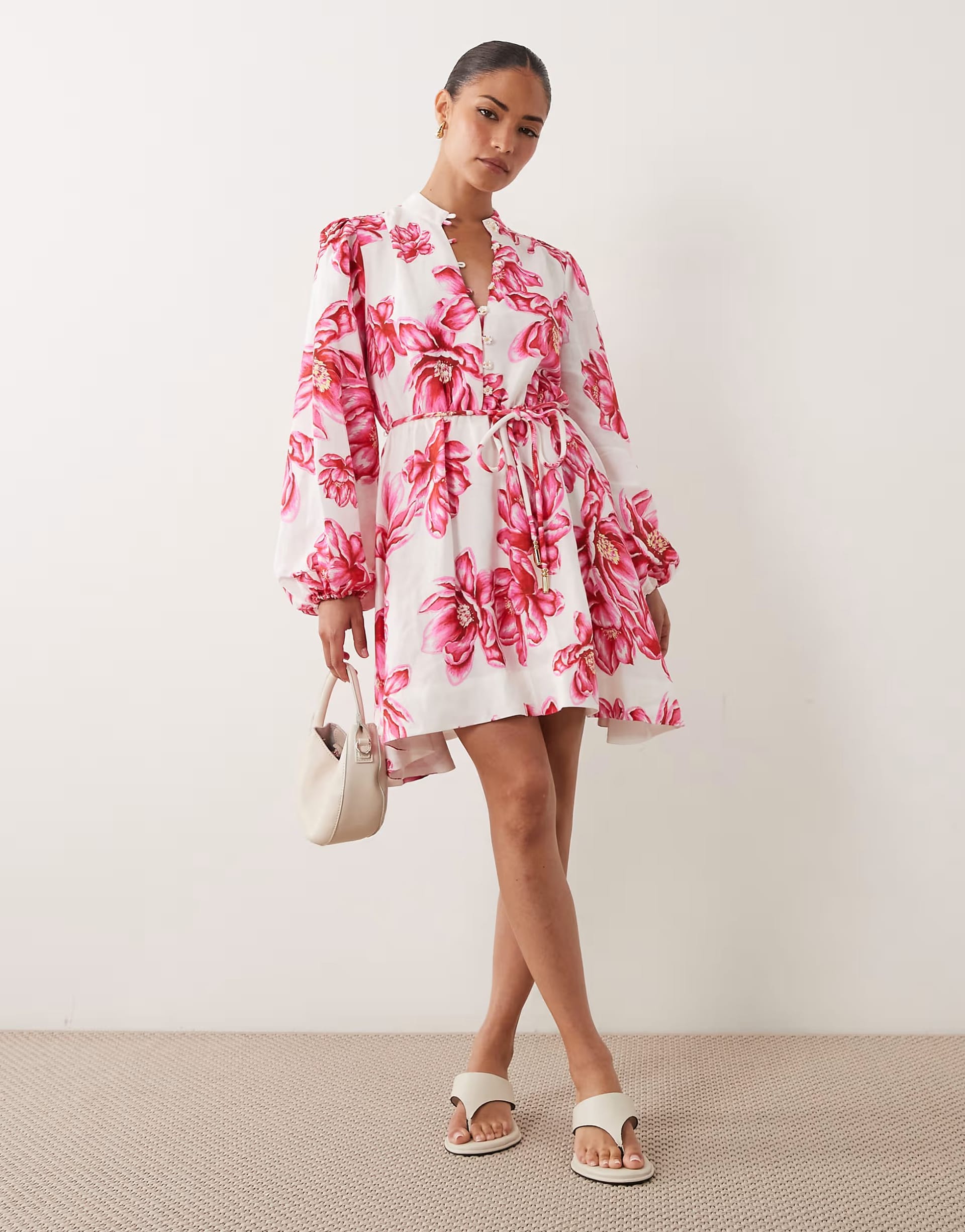Forever New Petite fluted mini dress in bright floral