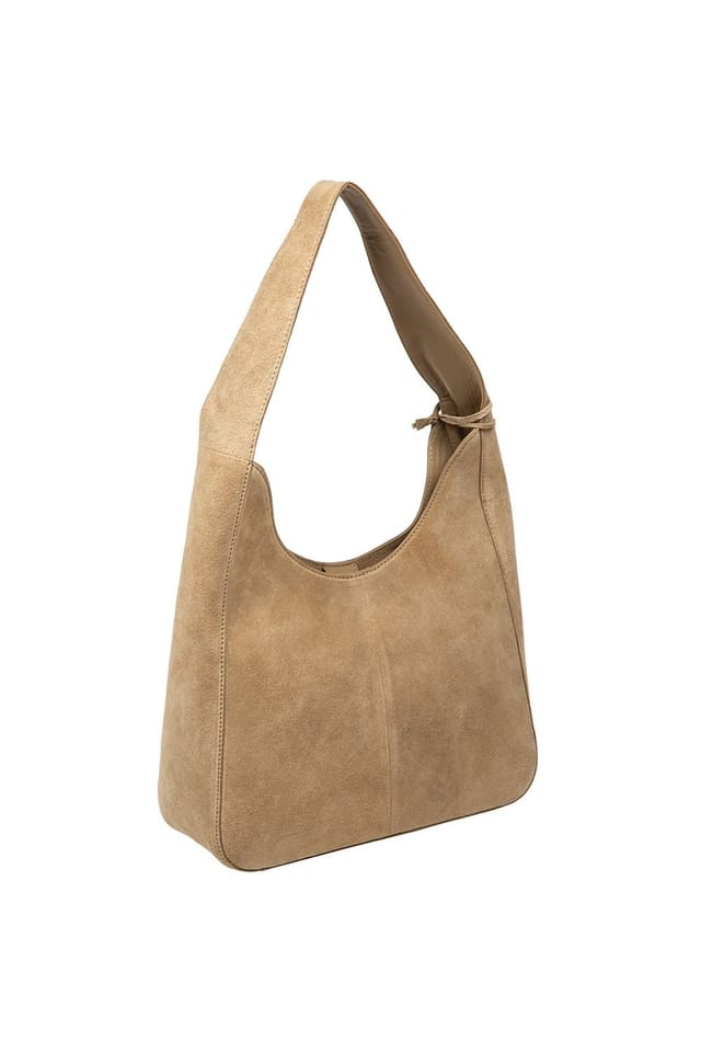 Cultured London Cultured London Women's 'Eloise' Suede & Leather Handbag in Beige - 3