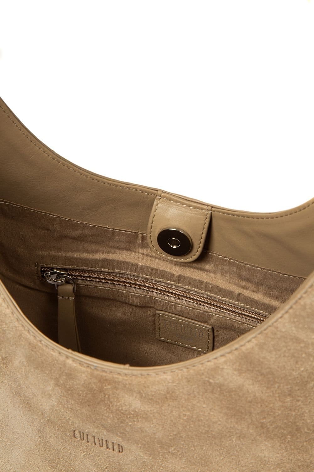 Cultured London Cultured London Women's 'Eloise' Suede & Leather Handbag in Beige - 4