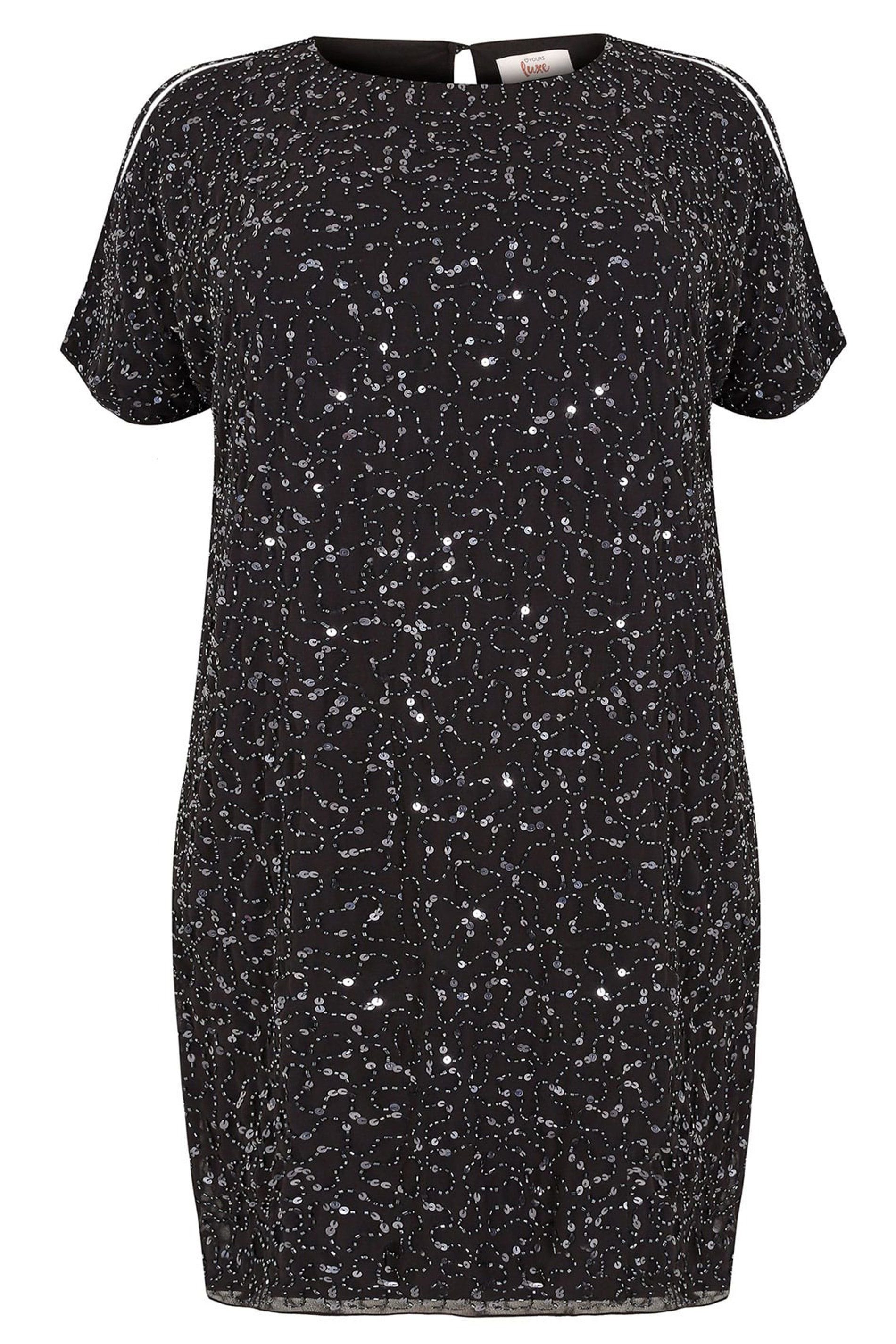 Yours Yours Women's Sequin Cold Shoulder Cape Dress in Black - 2