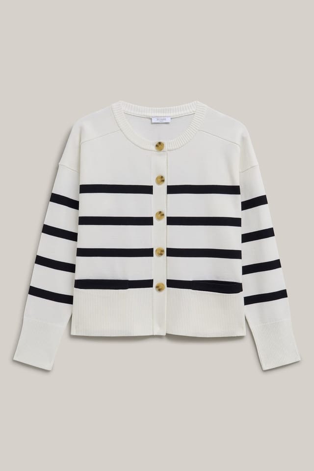 Hobbs London Hobbs London Women's Megan Striped Cardigan in Off-White - 2