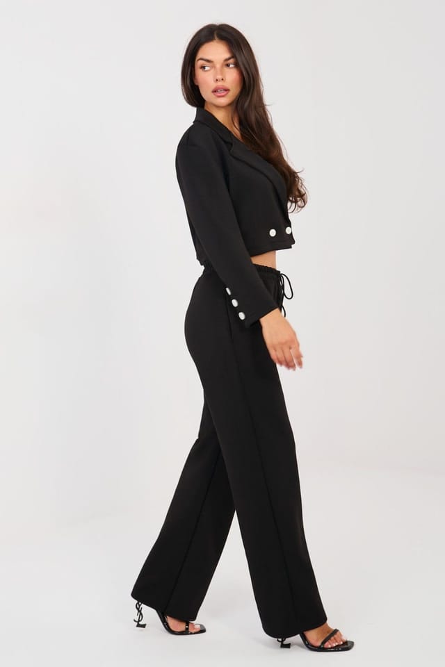 Love Lace Love Lace Women's Butter Soft Blazer & Straight Trouser Set in Black - 2