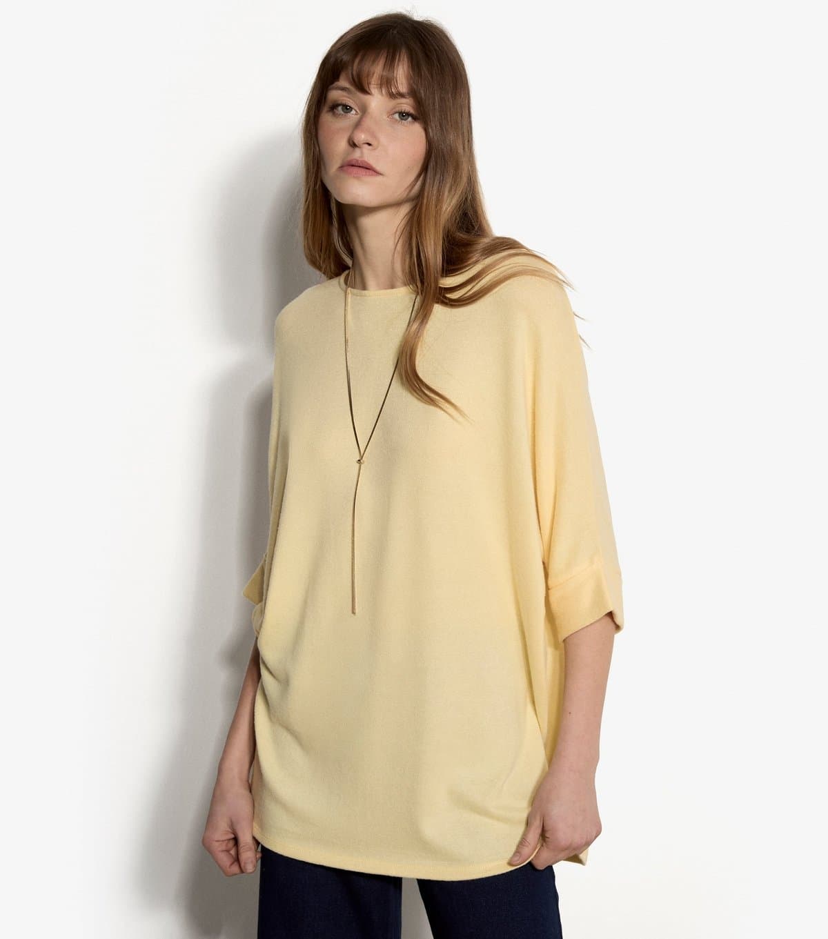 Apricot Women's Yellow Turn Up Cuff Batwing Sleeve Jumper Apricot New Look