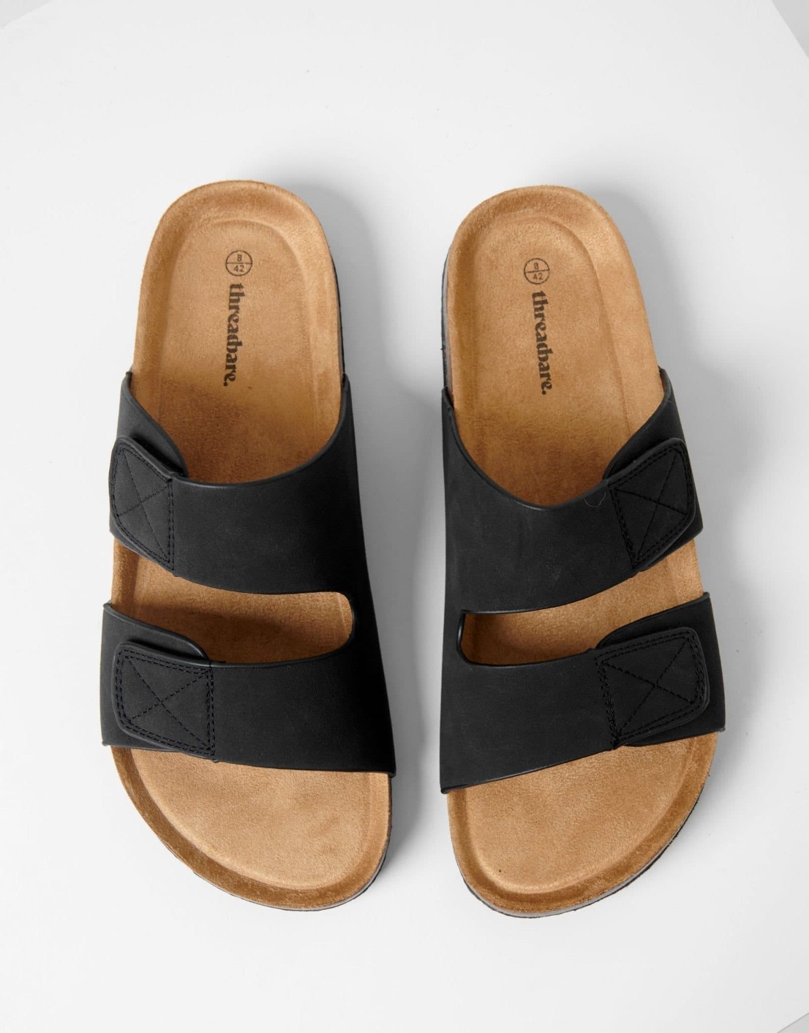 Threadbare threadbare Men's Faux Suede Two Strap Sandals in Black