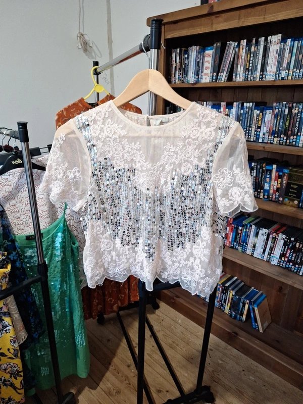 ASOS ASOS light pink sequin and beaded crop top - 1