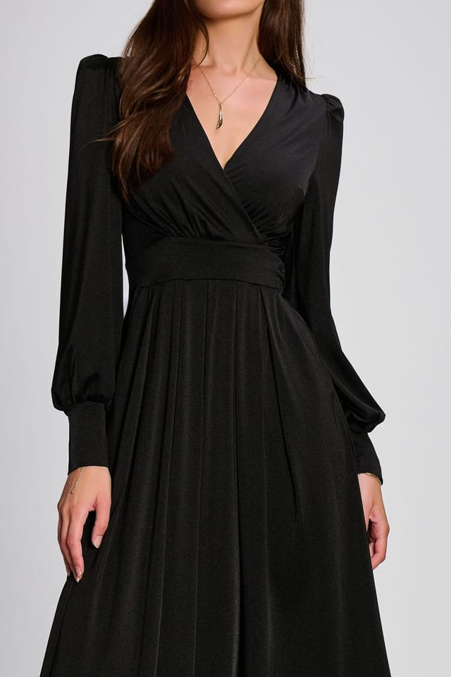 Jolie Moi Jolie Moi Women's Long Sleeve Slinky Jersey Maxi Dress in Black - 3