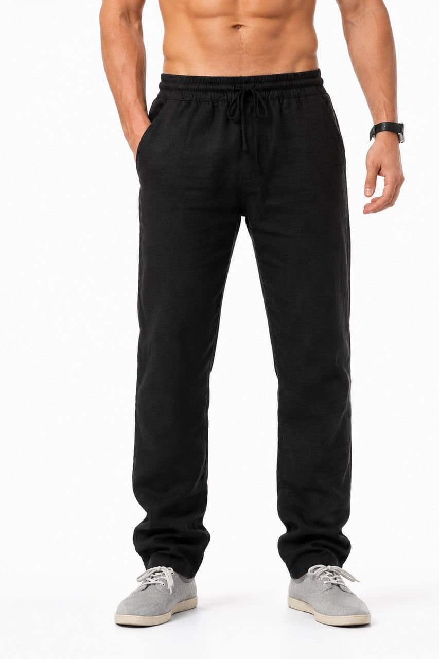 Lovii Lovii Men's Coastal Comfort Men Cotton Drawstring Trousers in Black
