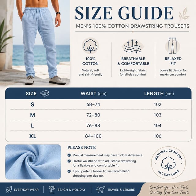 Lovii Lovii Men's Coastal Comfort Men Cotton Drawstring Trousers in Black - 3