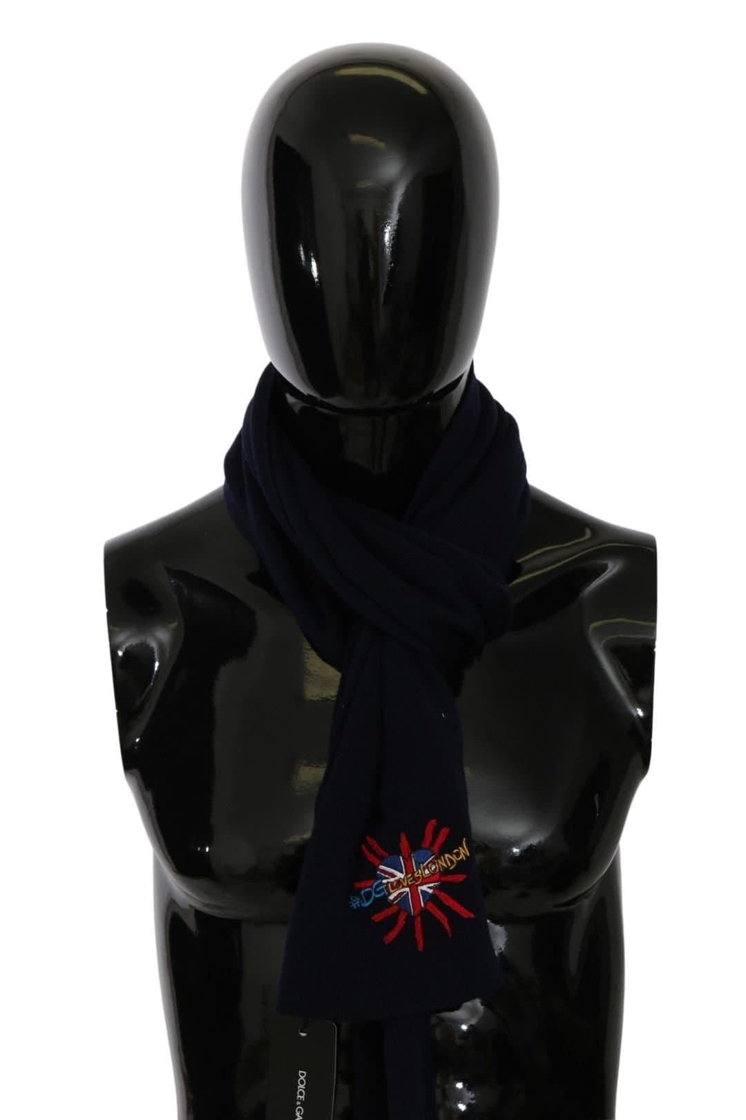 Dolce & Gabbana Dolce & Gabbana Men's Blue #DGLovesLondon Wrap Shawl Wool Scarf