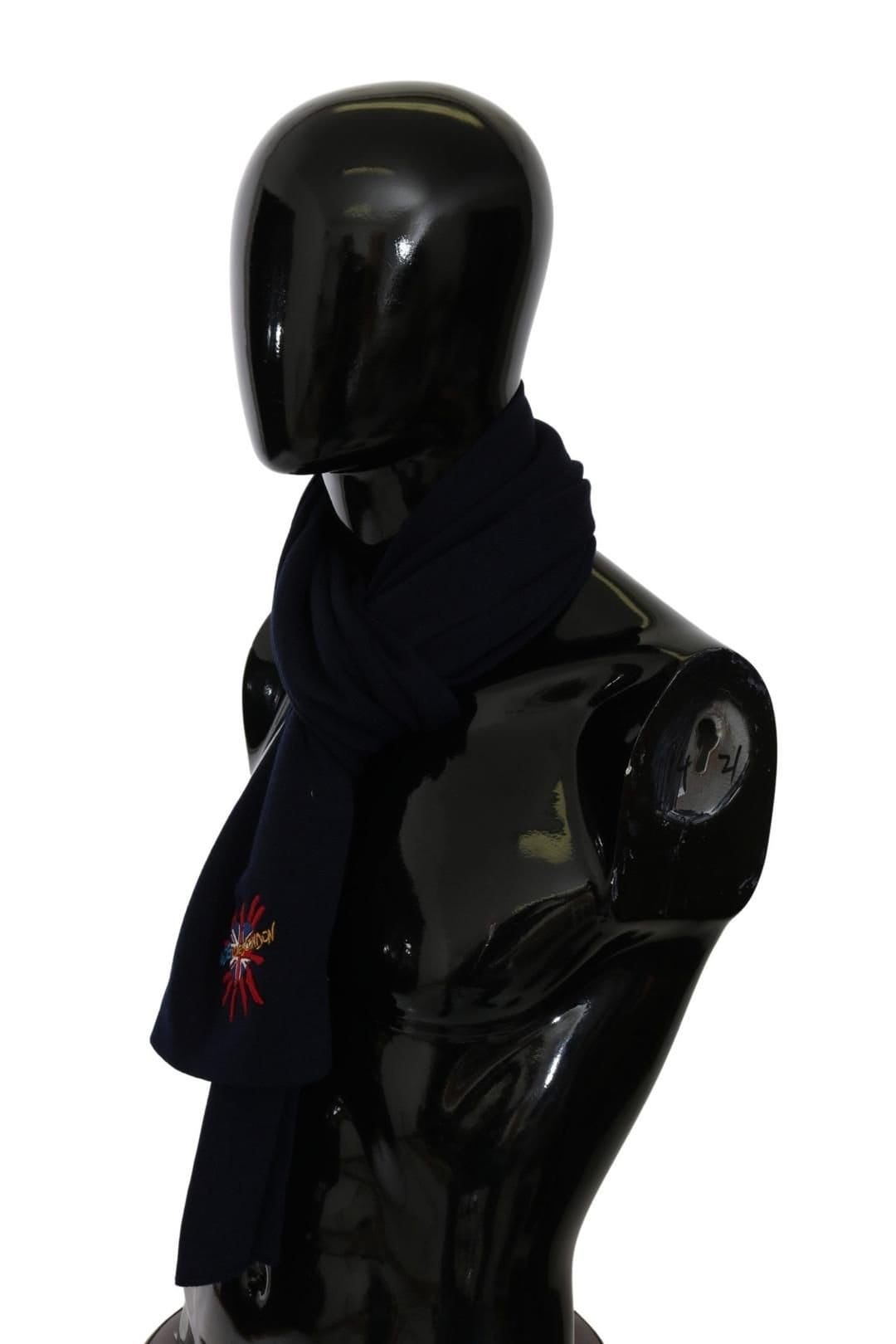 Dolce & Gabbana Dolce & Gabbana Men's Blue #DGLovesLondon Wrap Shawl Wool Scarf - 4