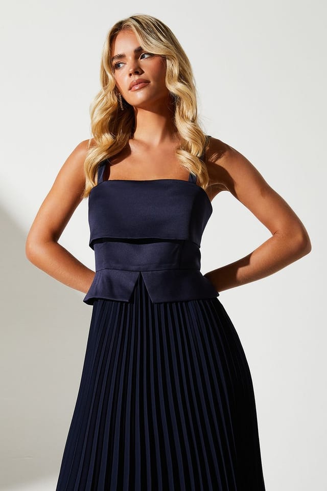 Coast Coast Women's Petite Square Neck Midi Dress in Navy - 2