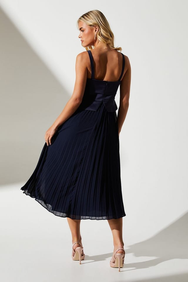 Coast Coast Women's Petite Square Neck Midi Dress in Navy - 3