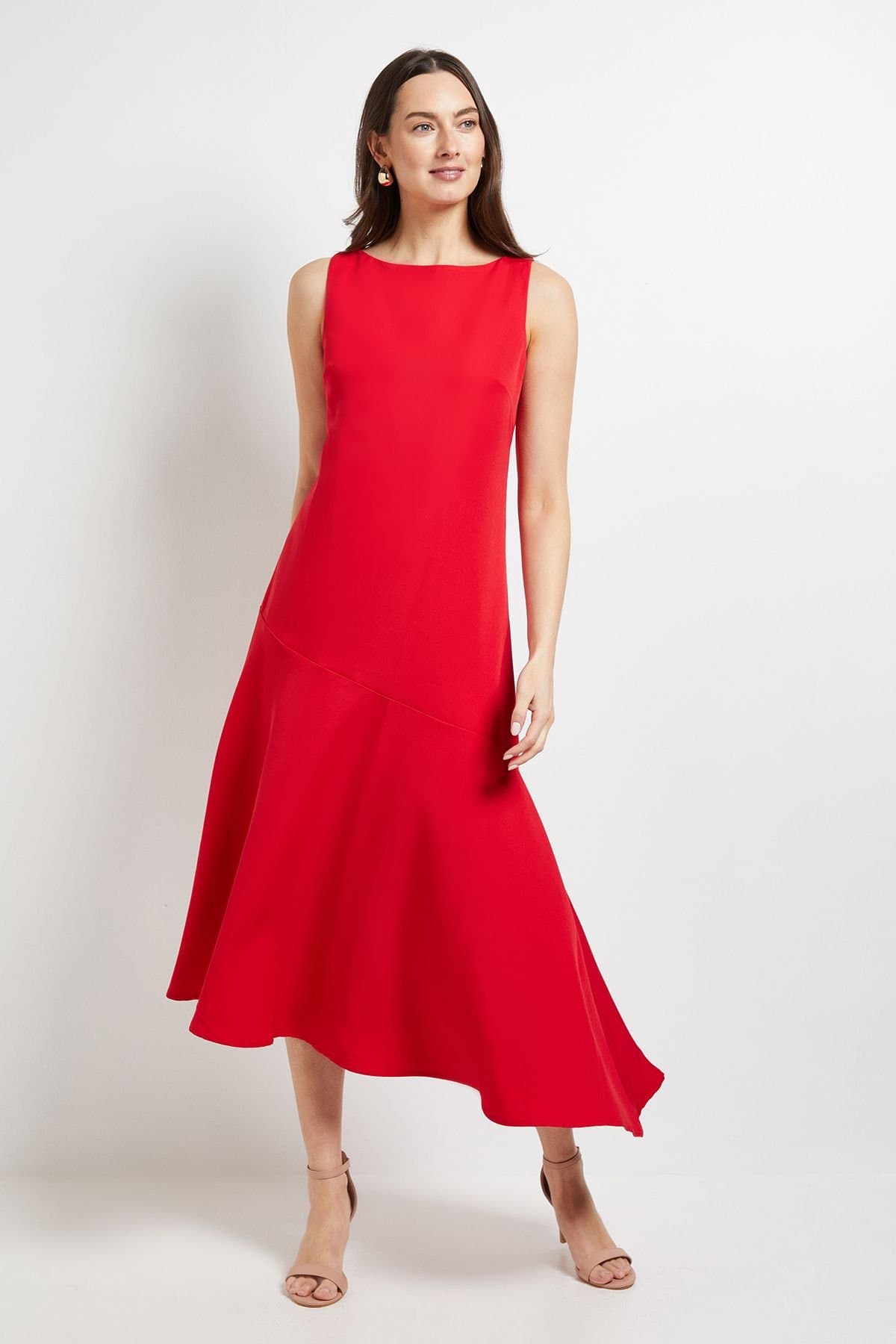 Principles Principles Women's Formal Drop Waist Midi Dress in Red