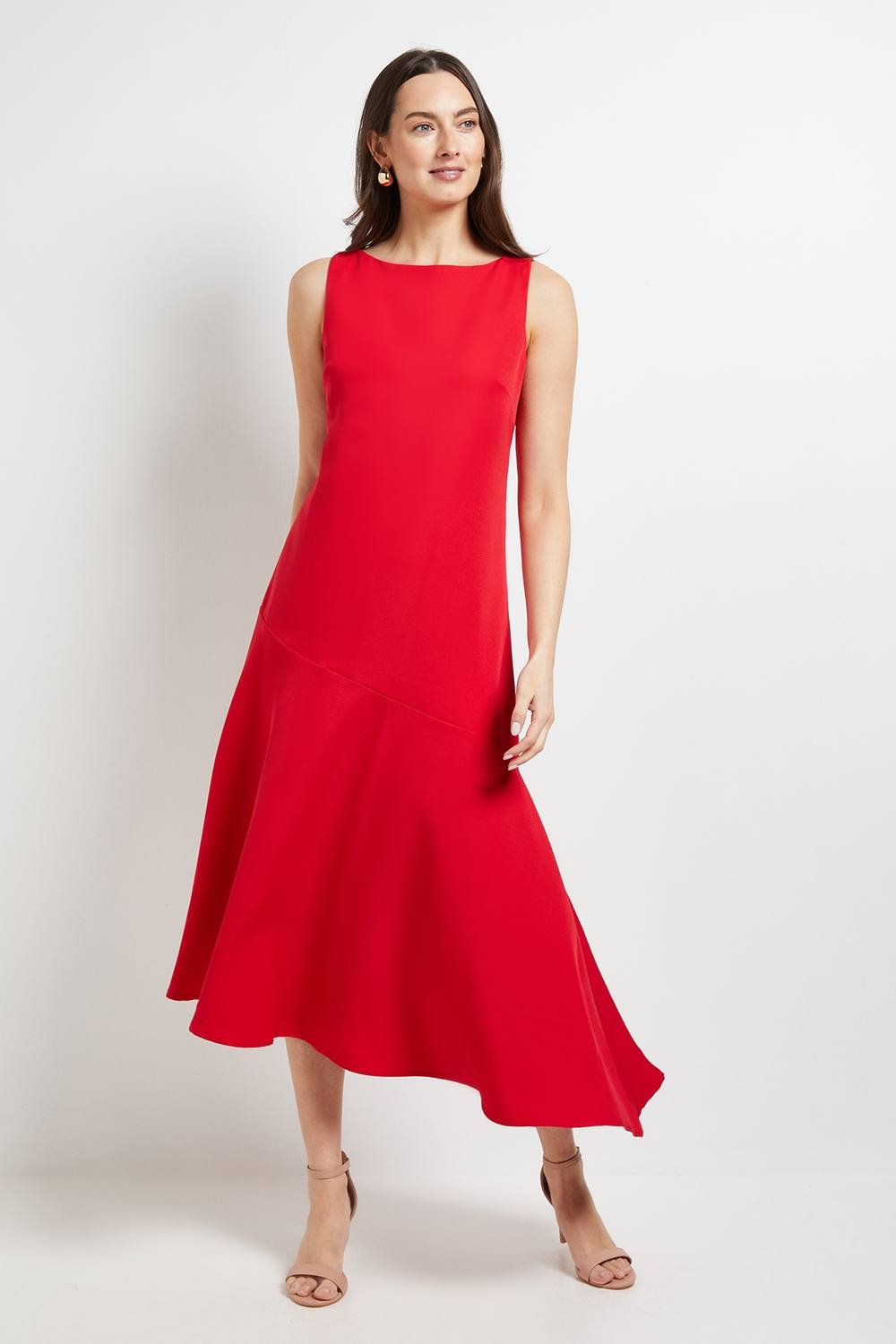 Principles Principles Women's Formal Drop Waist Midi Dress in Red - 2