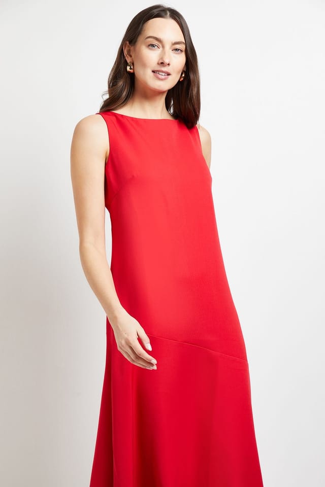 Principles Principles Women's Formal Drop Waist Midi Dress in Red - 2