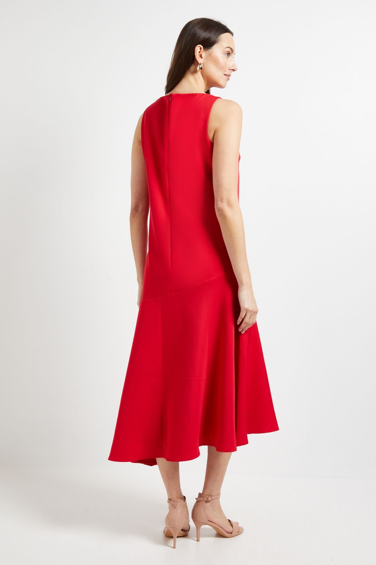 Principles Principles Women's Formal Drop Waist Midi Dress in Red - 3