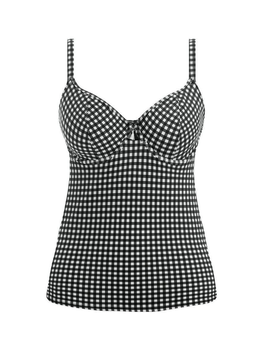 Freya Freya Women's Check In Plunge Tankini Top in Black - 4
