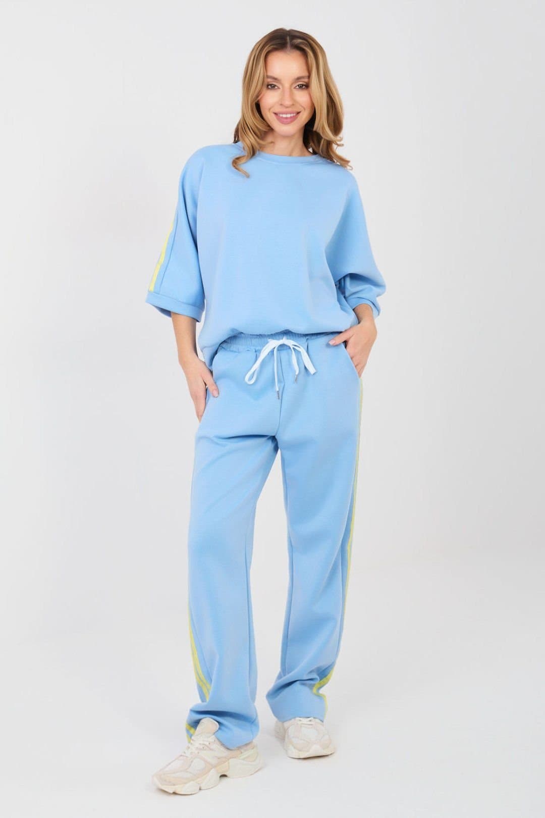 Love Lace Love Lace Women's Soft Striped Hoodie & Jogger Set in Blue