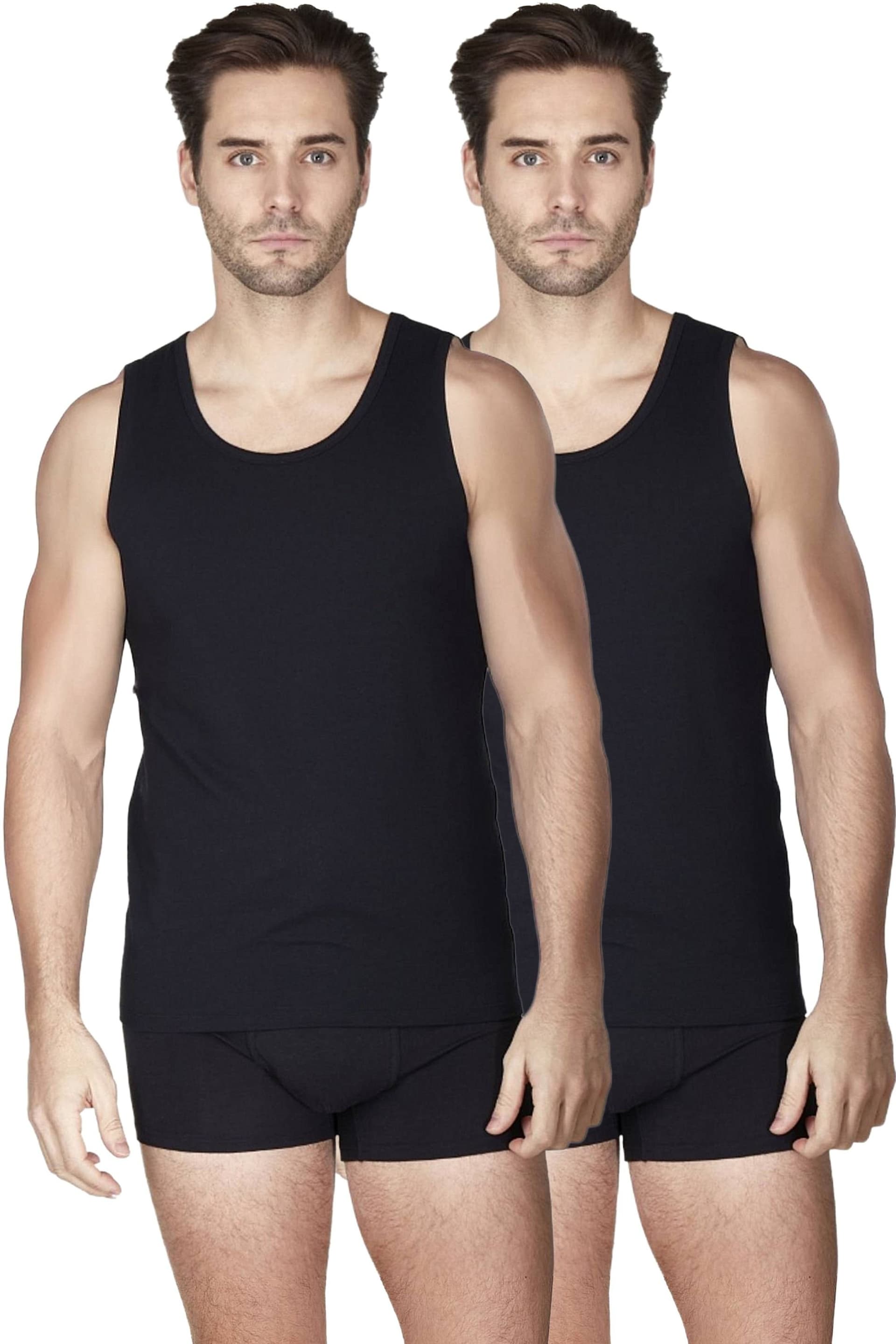 Haigman Haigman Men's Men's 2 Pack Cotton Stretch Sleeveless Vests in Black