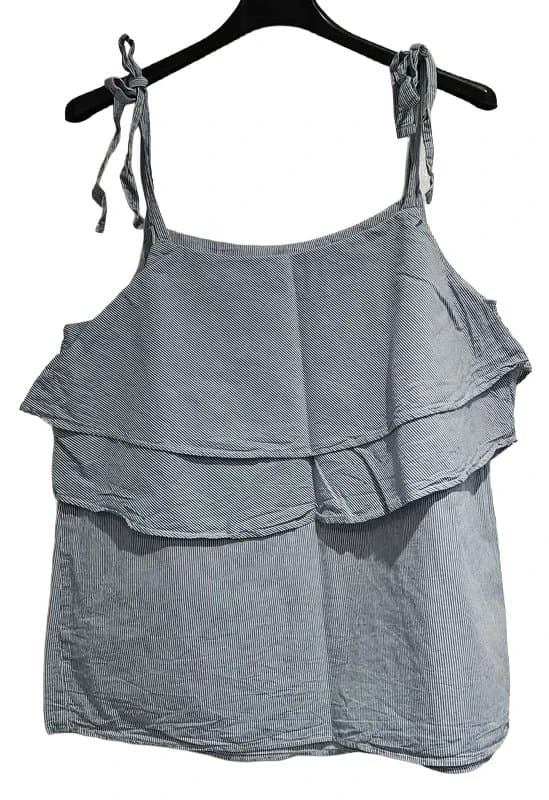 Next Next Blue & White Striped Ruffle Camisole Top Size 10