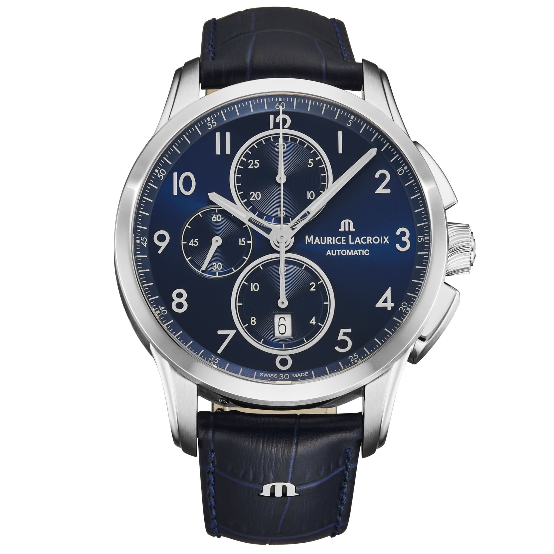Maurice Lacroix Maurice Lacroix Men's 'Pontos' Blue Dial Leather Strap Automatic Watch