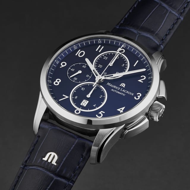 Maurice Lacroix Maurice Lacroix Men's 'Pontos' Blue Dial Leather Strap Automatic Watch - 2