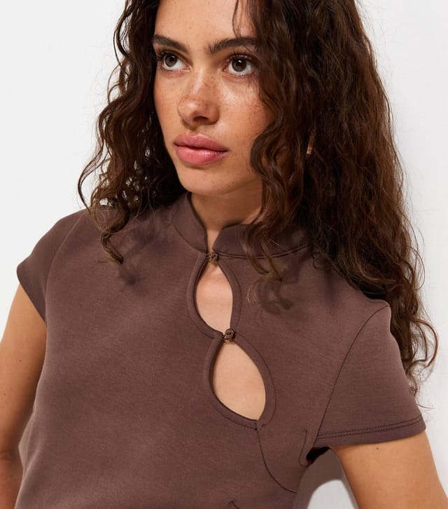 New Look Women's Dark Brown Ponte Double Keyhole Mini Dress New Look - 2