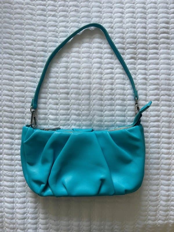 Bershka Bershka Ruched Blue Shoulder Bag