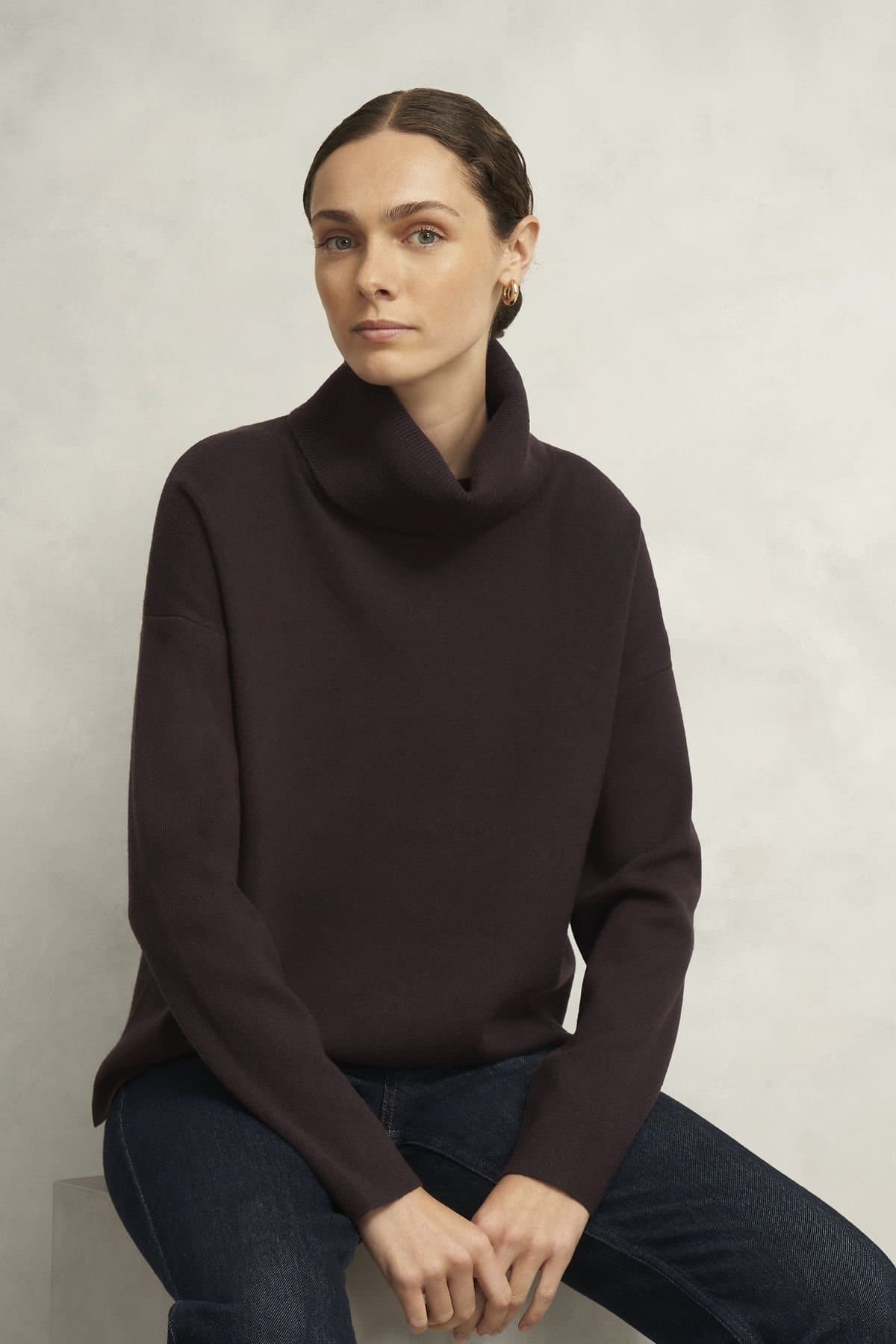 Hobbs London Hobbs London Dark Brown Roll Neck Jumper