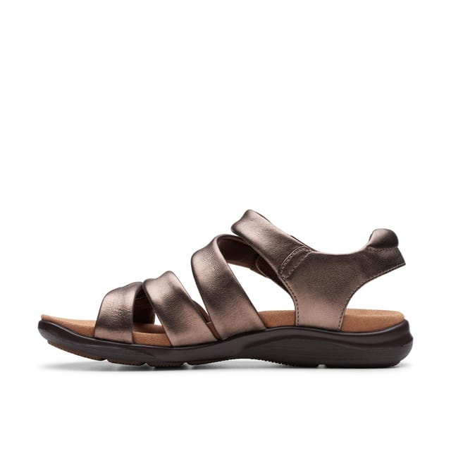 Clarks Clarks Women's Kitly Ave Bronze Leather Flat Sandals in Metallics - 2