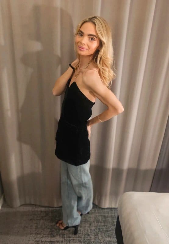 Topshop Topshop velvet boob tube style tailored top - 1